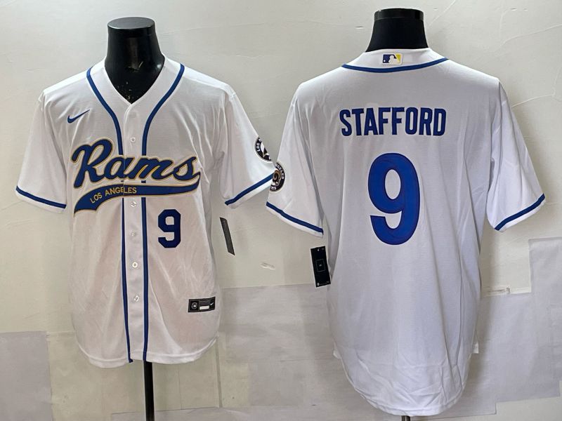 Men 2025 Los Angeles Rams #9 Stafford white Joint Name Nike Limited NFL Jersey style 002